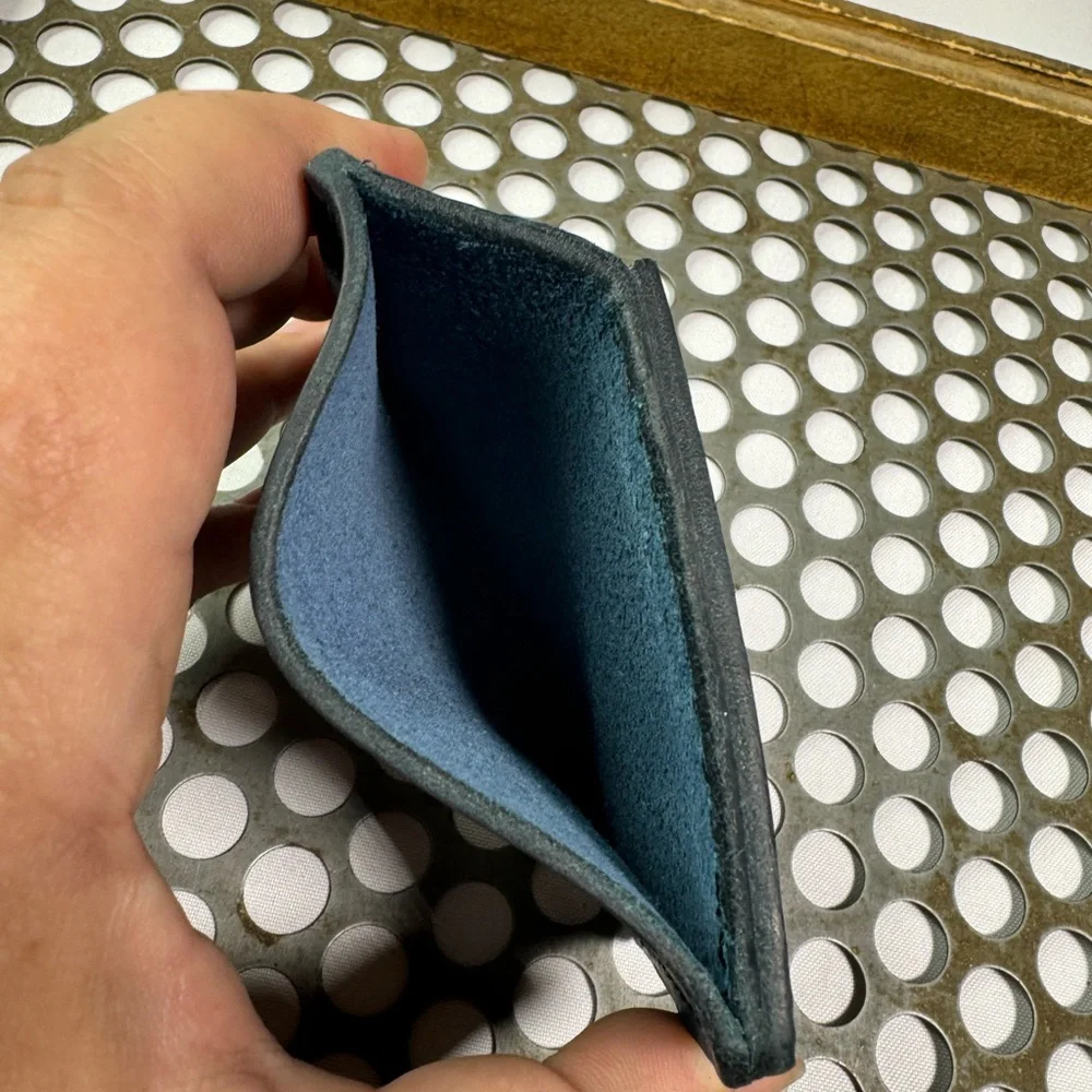 Card holder wallet rustic Blue ultra slim leather wallet card holder